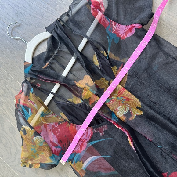 STAUD Calluna First Bloom Black Floral Maxi Dress Gown Organza Tie Size Small - Picture 12 of 14